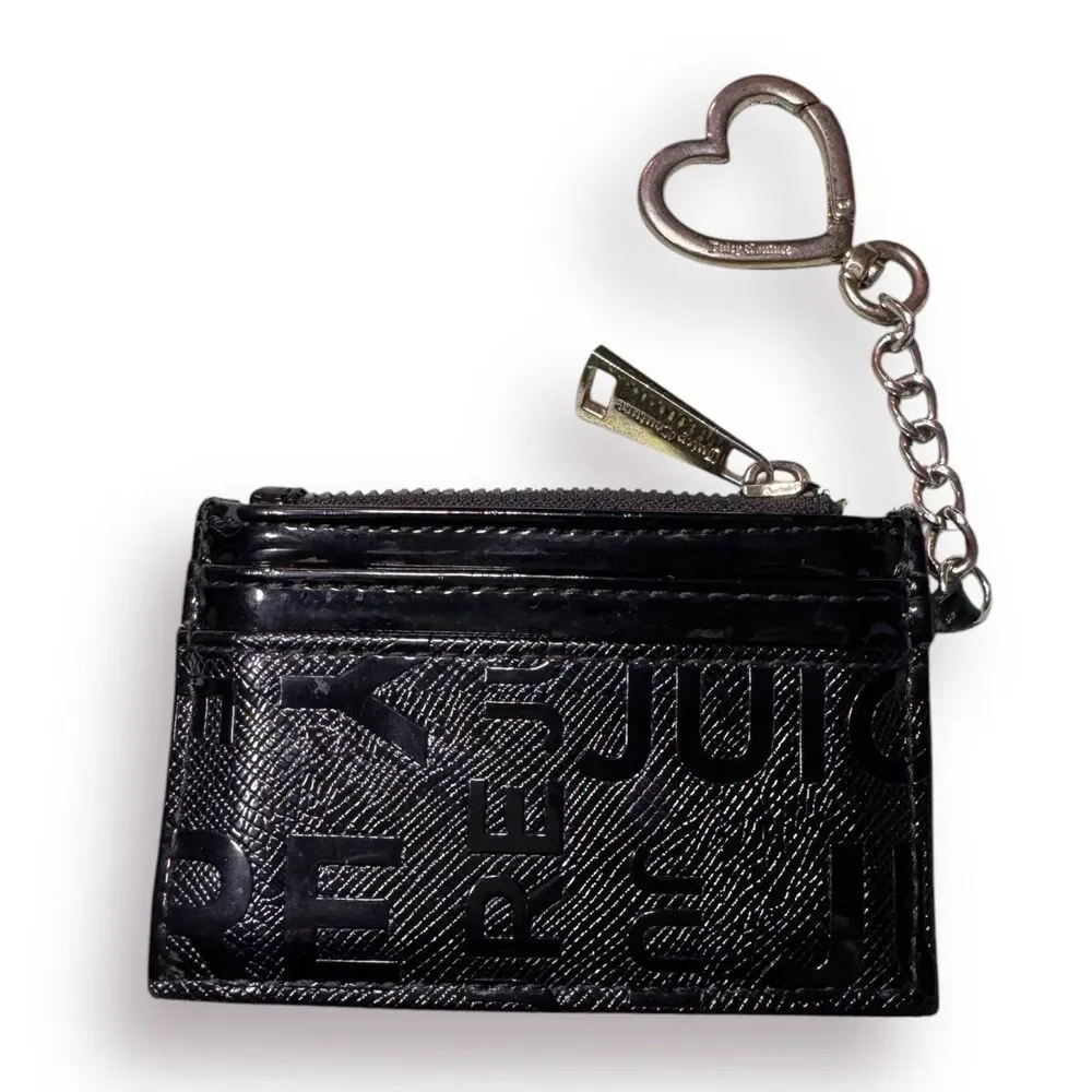 Juicy Couture‎ Small Black Wallet Wristlet with Heart Charm/Chain